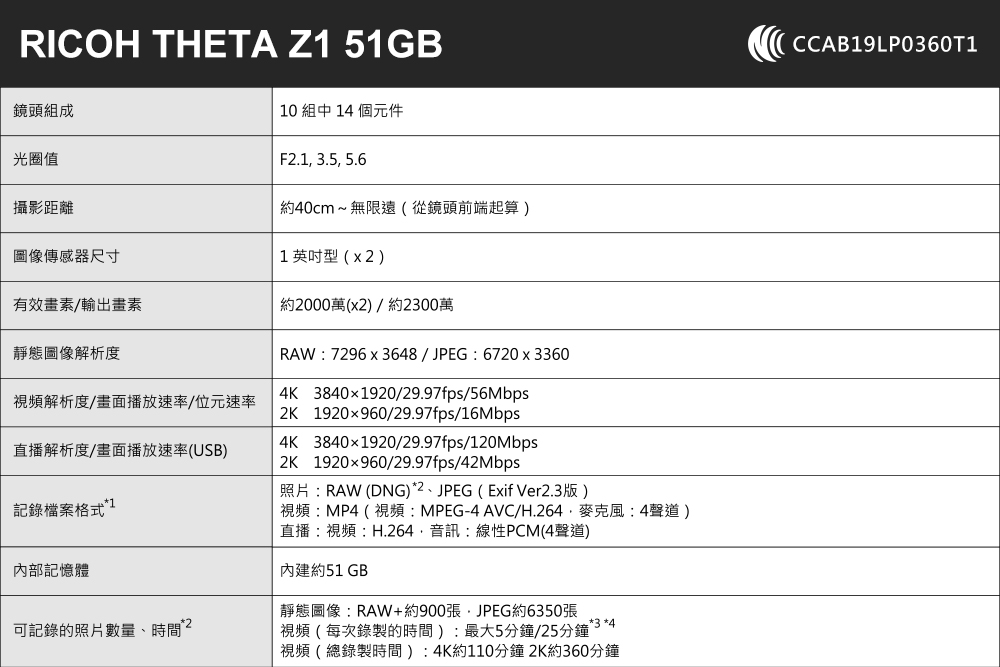 THETA Z1 51GB 旗艦級 360VR 全景相機註冊禮！多功能小腳架